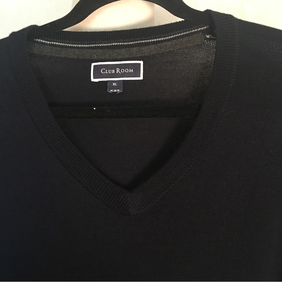 Club Room Mens V-Neck Sweater merino wool blend Navy Blue  XL - Picture 3 of 8